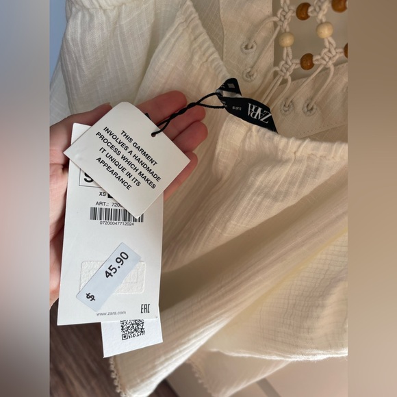 NEW Zara linen cream top - Picture 3 of 4